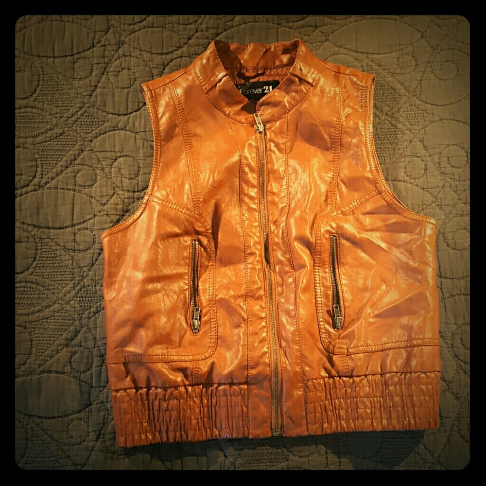 Faux leather vest